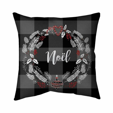 BEGIN HOME DECOR 26 x 26 in. Christmas Wreath-Double Sided Print Indoor Pillow 5541-2626-HO1